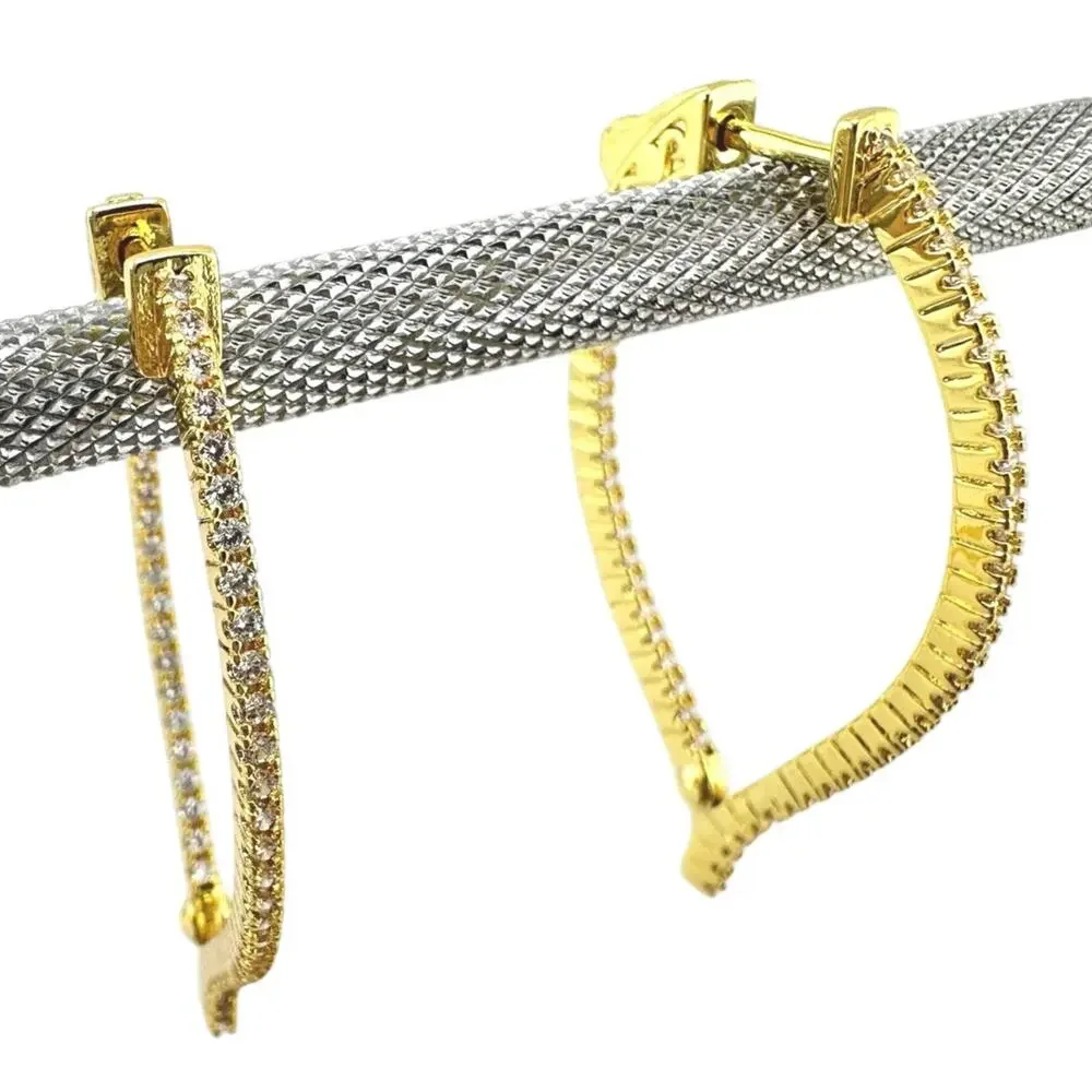 Cubic Zirconia Elegant Formal Inside Out Gold Tone Signed SW 1.5